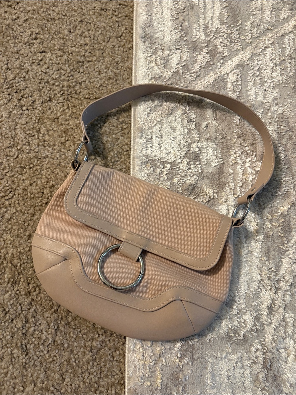 H&M Beige Shoulder Bag with Silver Ring Accent